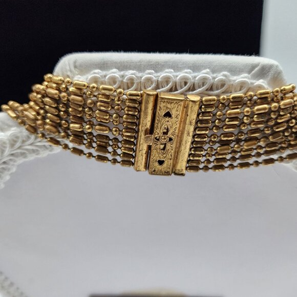 Vintage 1930’s Art Deco Brass Dangle Swag Wide Collar Multi Strand Necklace - Picture 5 of 8
